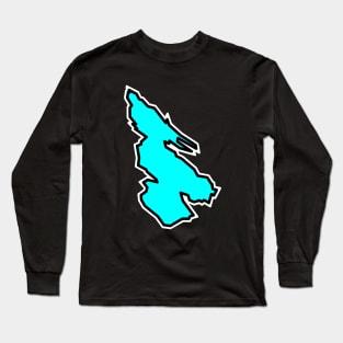 Salt Spring Island in a Simple Turquoise Silhouette - Light Blue British Columbia - Salt Spring Island Long Sleeve T-Shirt